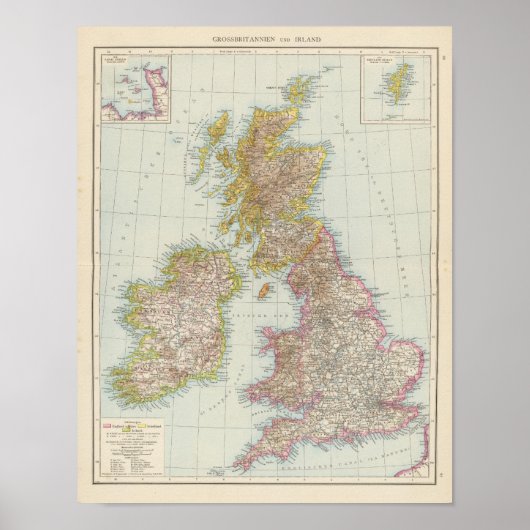 Grossbritannien Irland - Kaart van het Verenigd Ko Poster (Voorkant)