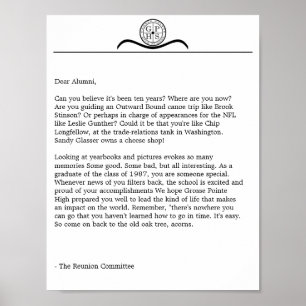 Grosse Pointe High Reunion Letter Poster