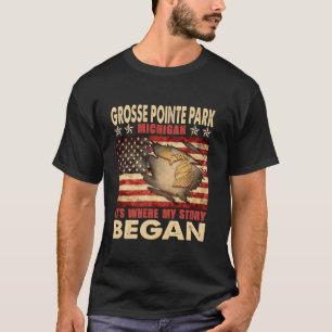 Grosse Pointe Park Michigan USA Vlag 4th of July L T-shirt