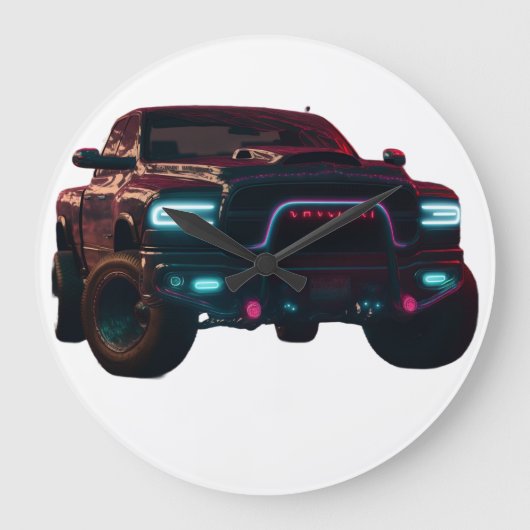Große Wanduhr Dodge TRX Neon Truck Grote Klok (Voorkant)
