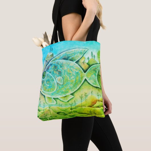 Großer blau-grüner Fisch Tote Bag (Dichtbij)