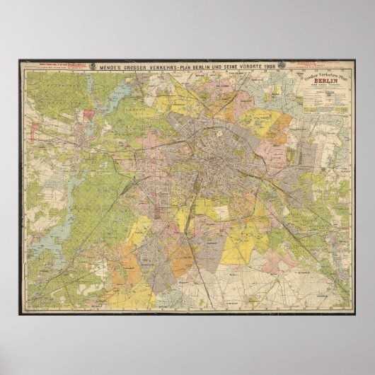 Grosser Verkehrs-Plan Berlin 1908 – Historic Map   Poster (Voorkant)