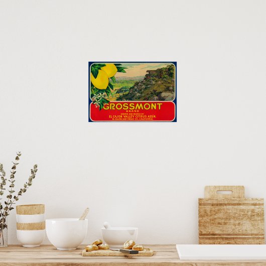 Grossmont Lemon LabelEl Cajon, CA Poster (Keuken)