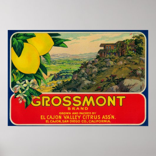 Grossmont Lemon LabelEl Cajon, CA Poster (Voorkant)
