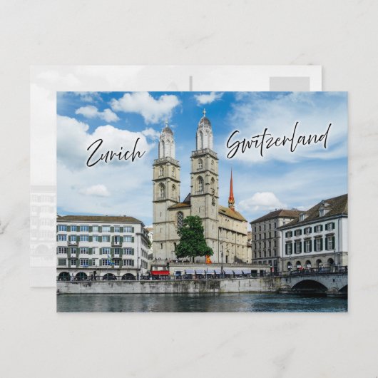 Grossmunster kerk in Zürich Zwitserland Briefkaart (Voorkant / Achterkant)