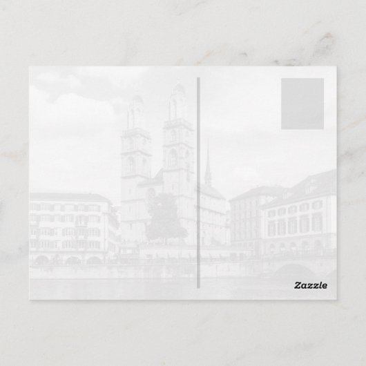 Grossmunster kerk in Zürich Zwitserland Briefkaart (Achterkant)