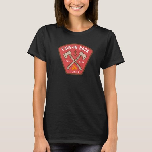 Grot in Rock State Park Illinois Forest Camp Fire T-shirt (Voorkant)