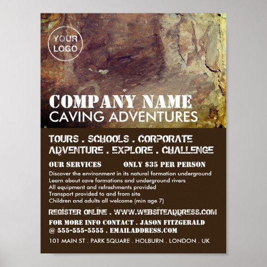 Grot, spelonk avontuur Adverteren Poster (Voorkant)