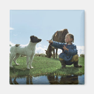 Grot van de gele hond magneet