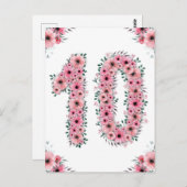 Grote 10e verjaardag Roze Bloemen Meisje Groen Loo Briefkaart (Voorkant / Achterkant)