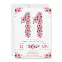 Grote 11e verjaardag Groene olievlek Meisroze bloe