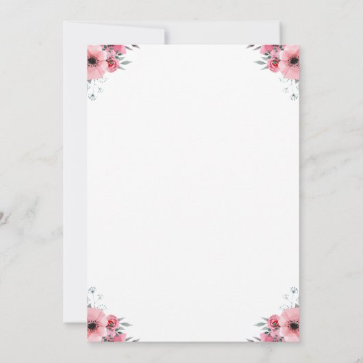 Grote 13e verjaardag groene olievlek roze bloemen kaart (Achterkant)