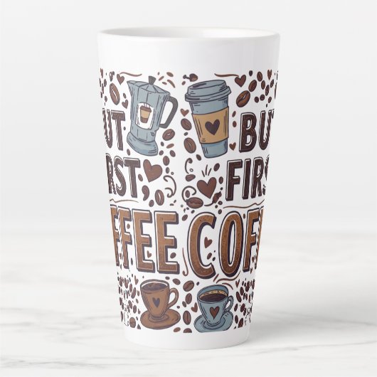 Grote 17 oz Latte Mok voor koffieliefhebbers (Voorkant)