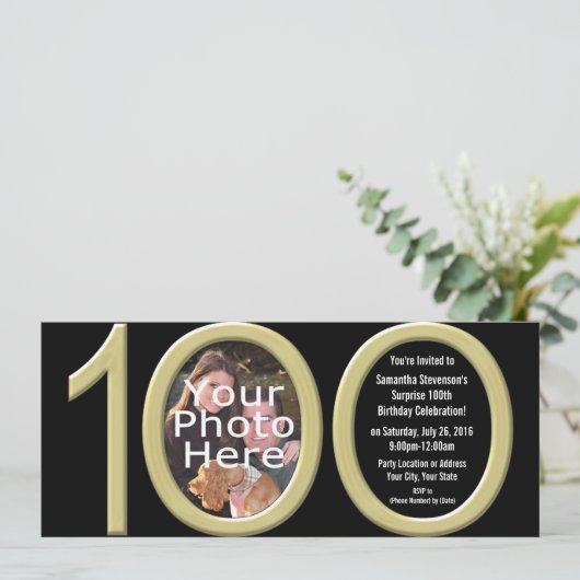 Grote 1-0 Gold Party uitnodigingen (Staand voorkant)