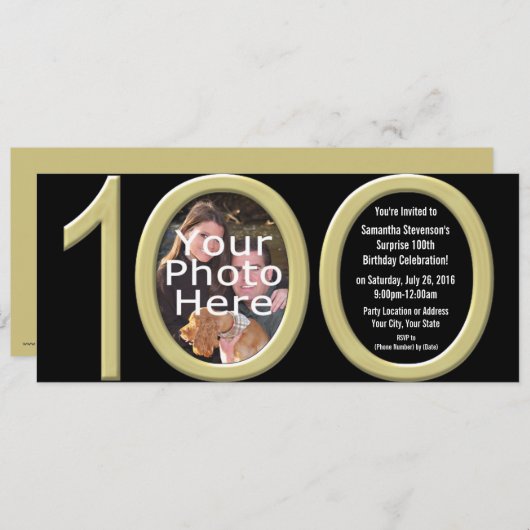 Grote 1-0 Gold Party uitnodigingen (Voorkant / Achterkant)