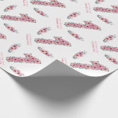 Grote 1-jarige groene olievlek Girl Pink Flowers Cadeaupapier (Hoek)