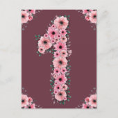 Grote 1-jarige roze bloemen meisje groene olie briefkaart (Voorkant)