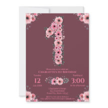 Grote 1-jarige roze bloemen meisje groene olie