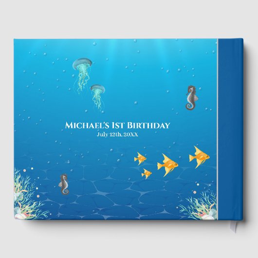 Grote 1-jarige verjaardag onder het Zee Collage Fo Gastenboek (Achterkant)