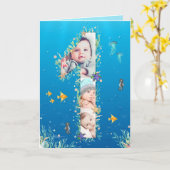 Grote 1-ste verjaardag onder het Zee Foto Collage Kaart (Gele Bloem)