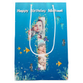 Grote 1-ste verjaardag onder het Zee Foto Collage Medium Cadeauzakje (Achterkant)