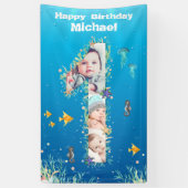 Grote 1-ste verjaardag onder het Zee Foto Collage Spandoek (Verticaal)
