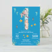 Grote 1e verjaardag onder de zee foto collage kaart (Staand voorkant)