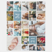 Grote 21e verjaardag gepersonaliseerde 22-foto col fleece deken (Voorkant)