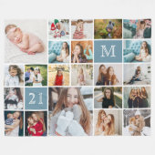 Grote 21e verjaardag gepersonaliseerde 22-foto col fleece deken (Voorkant (Horizontaal))
