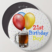 Grote 21e verjaardag jongen ronde button 6,0 cm (Voorkant /achterkant)