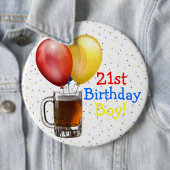 Grote 21e verjaardag jongen ronde button 6,0 cm (In situ)