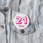 Grote 21ste roze witte stempelbadge 21 jaar oud ronde button 7,6 cm (In situ)