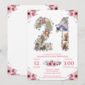 Grote 21ste verjaardag Foto Collage Pink Flower Wh Kaart (Voorkant / Achterkant)