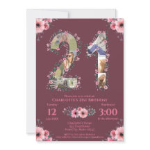 Grote 21ste verjaardag Foto Collage Pink Flower Wo