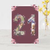 Grote 21ste verjaardag Foto Collage Pink Flower Wo Kaart (Gele Bloem)