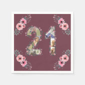 Grote 21ste verjaardag Foto Collage Pink Flower Wo Servet (Voorkant)