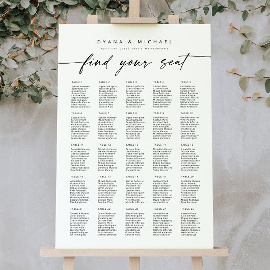 Grote 25 tafels Vind uw Zitplaatskaart Poster