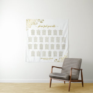 Grote 26 Tafel Goud & Wit Trouwstoelindeling Wandkleed