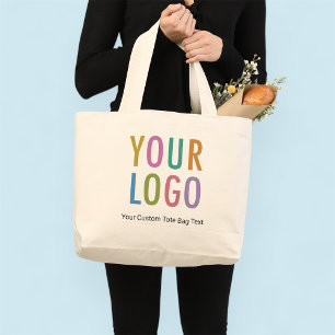 Grote 2-zijdige logo-tas 100% katoen geen minimum tote bag