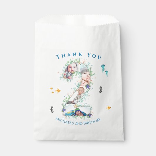 Grote 2e foto-collage Birthday onder het Zee Bedankzakje (Voorkant)