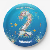 Grote 2e verjaardag Foto collage onder het Zee Papieren Bordje (Voorkant)