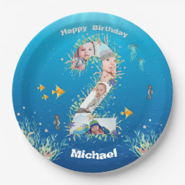 Grote 2e verjaardag Foto collage onder het Zee Papieren Bordje