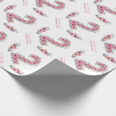 Grote 2e verjaardag groene olievlek roze bloemen cadeaupapier (Hoek)