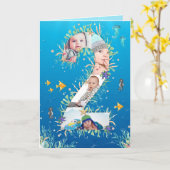 Grote 2e verjaardag onder het Zee Foto Collage Kaart (Gele Bloem)