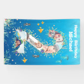 Grote 2e verjaardag onder het Zee Foto Collage Spandoek (Horizontaal)