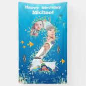 Grote 2e verjaardag onder het Zee Foto Collage Spandoek (Verticaal)