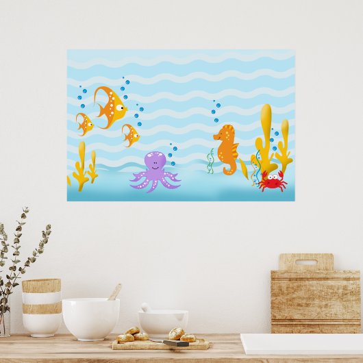 GROTE 36 x 24 KUNSTPRINT ONDER DE ZEE Poster (Keuken)
