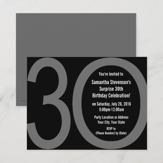 Grote 3-0 uitnodigingen voor verjaardagsfeestjes (Voorkant / Achterkant)