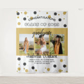 Grote 3 foto's afstudeerfeest zwartgouden achtergr wandkleed (Voorkant)