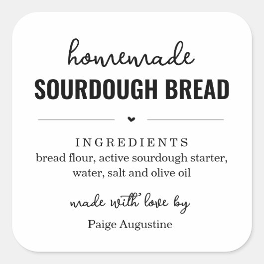 Grote 3" Zelfgemaakte Broodlabel Vierkante Sticker (Voorkant)